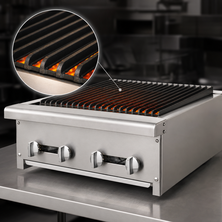 Product image #4 for Bake Tech Innovation Radiance 24-Inch Countertop Gas Charbroiler, 4 Burners, Manual Controls