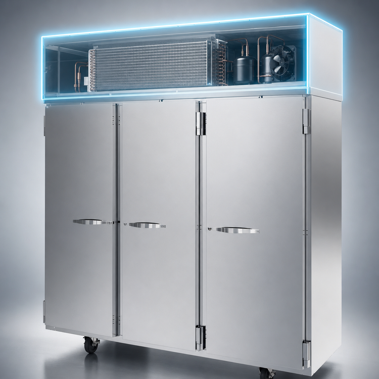 Product image #4 for Beverage-Air Horizon Series HFP3HC-1S Three-Section Top-Mount Reach-In Freezer, 69.1 Cu. Ft.