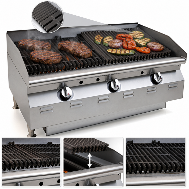 Product image #4 for RedHots Chef Line 48" Countertop Gas Charbroiler with Radiant Heat