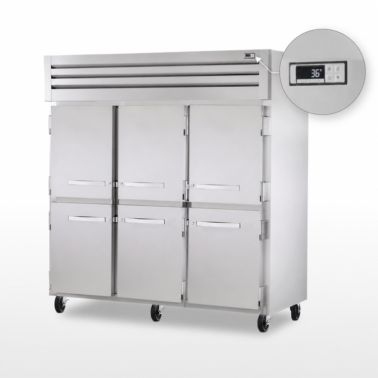 Product image #4 for True SPEC SERIES 3-Section Reach-In Refrigerator with 6 Solid Half Doors and Top-Mounted Self-Contained Refrigeration
