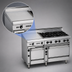 Thumbnail image #4 for Bistro 60-Inch Gas Restaurant Range with 4 Open Burners, 36-Inch Griddle, Space Saver Oven, and Convection Oven
