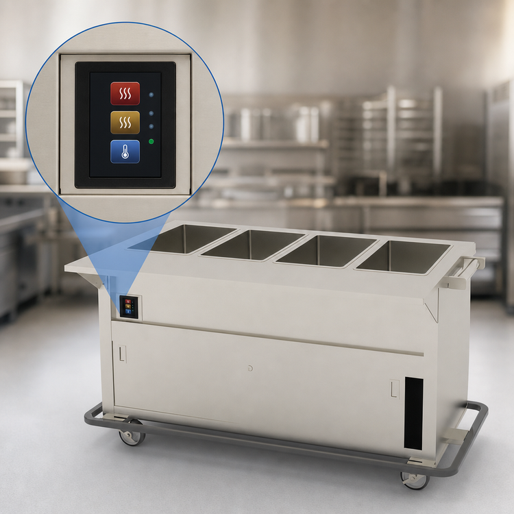 Product image #4 for Thurmaduke EPW-4-CBSS 4-Well Ganged Waterless Mobile Steamtable with Enclosed Base