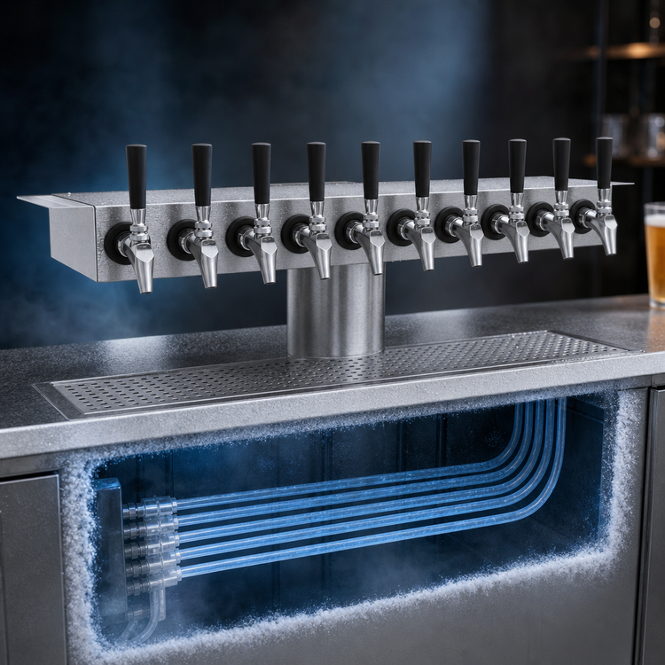 Product image #4 for Krowne 30-Inch Undercounter 10-Faucet Glycol-Cooled Beer Tower, Brushed Stainless Steel