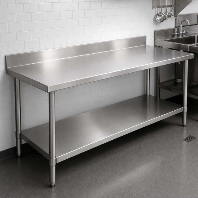 Product image #4 for Spec-Master Marine Series 108" x 36" Stainless Steel Work Table with 4-1/2" Backsplash and Undershelf