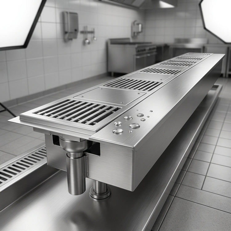 Product image #3 for Eagle Group ASWTFT-2496-SG 96-Inch Anti-Splash Cool Trough Water Tempering System with Grated Floor Drain