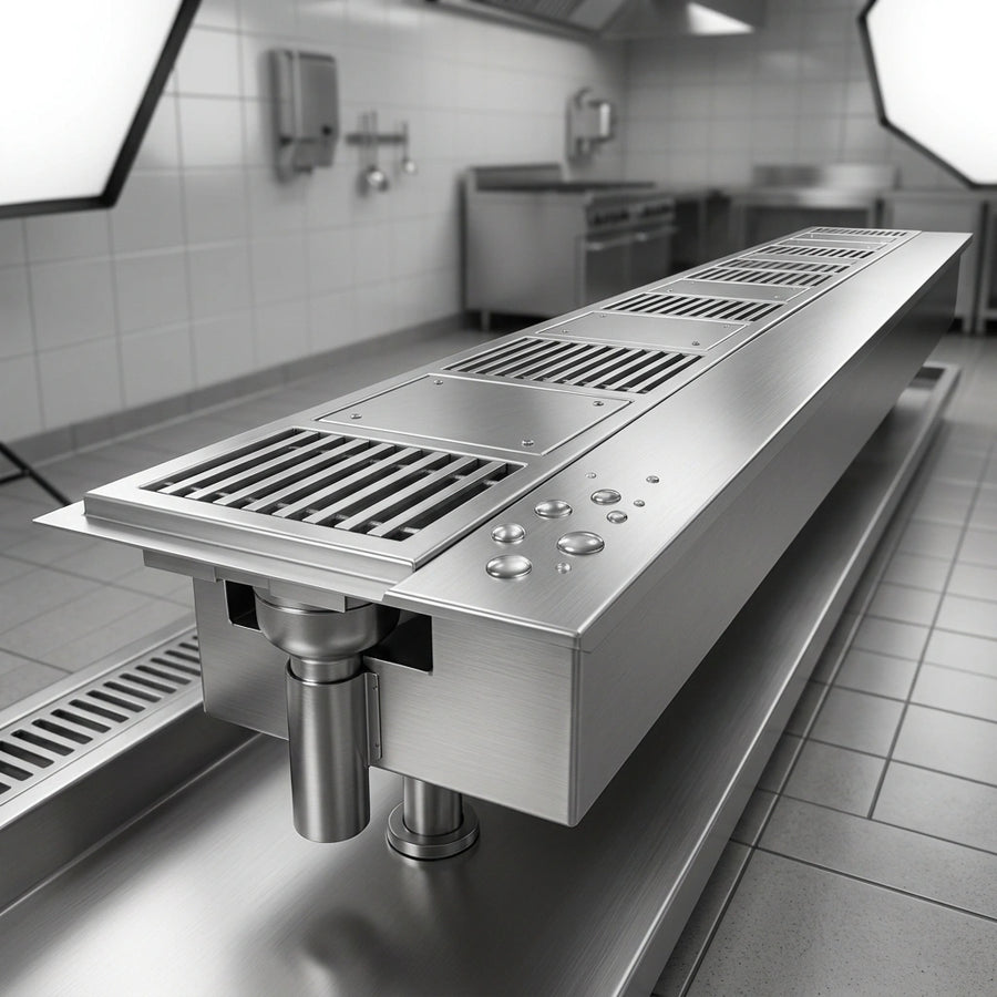 Experience exceptional durability and corrosion resistance with this cool trough water tempering system, expertly crafted from 14-gauge 304 stainless steel.