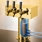 Thumbnail image #4 for Micro Matic USA T Style D7743PVDKR Countertop 3-Faucet Glycol-Cooled Draft Beer Tower with PVD Brass Finish