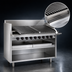 Thumbnail image #4 for Magikitch'n FM-RMB-624 24 Inch Floor Model Gas Radiant Charbroiler with Tilt Round Rod Grate and Open Cabinet Base