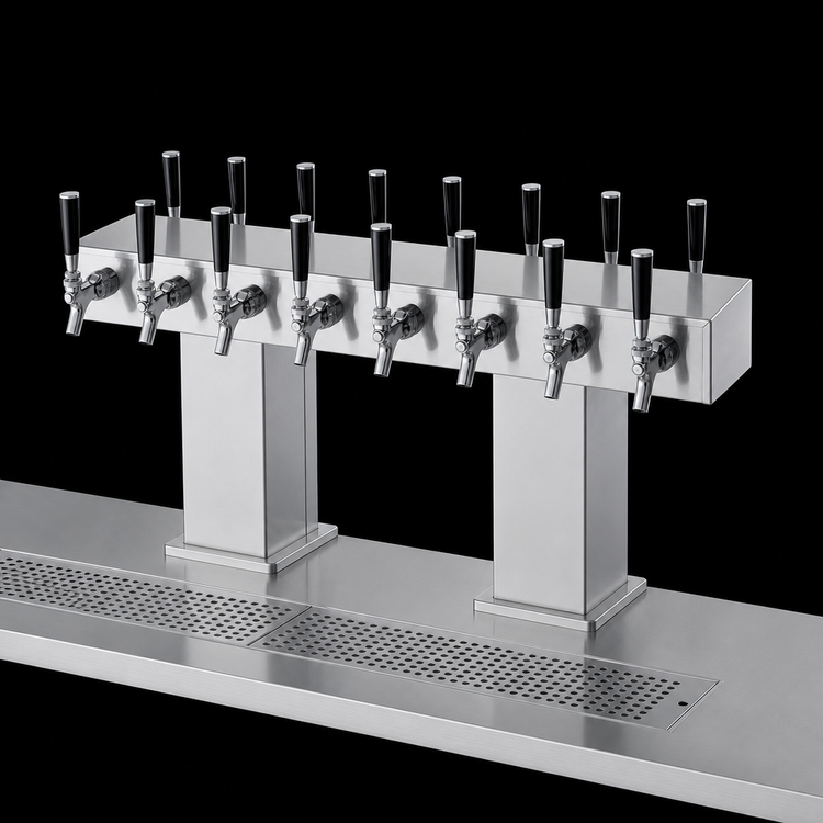 Product image #4 for Back-to-Back Bridge Tee Countertop Draft Beer Tower, Extra High, 16 Faucets, Glycol-Cooled
