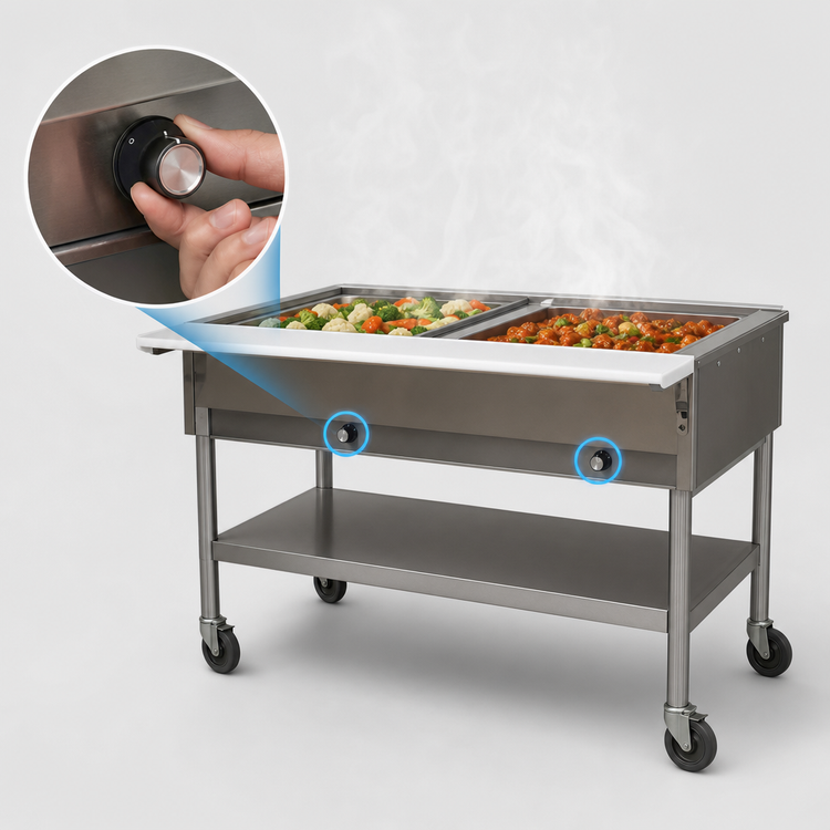 Product image #4 for Eagle Group Portable Electric Hot Food Table with 2 Dry Wells, 36-Inch Width, Cutting Board and Open Base