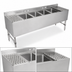 Thumbnail image #4 for John Boos Slim-Line 4-Compartment Underbar Sink Unit with Left and Right 12-Inch Drainboards, 72-Inch Stainless Steel