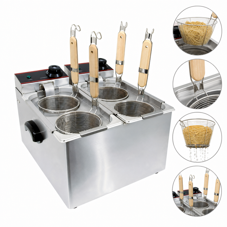 Product image #4 for Omcan Countertop Electric Pasta Cooker with Dual 4L Tanks and 4 Baskets
