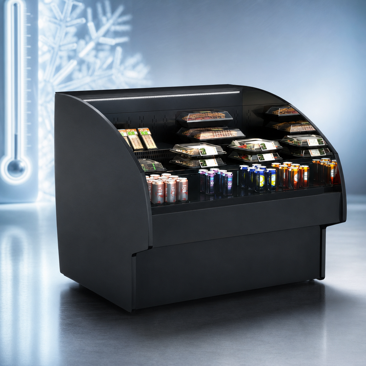 Product image #4 for Fusion® GLDSS643R Open Curved Remote Refrigerated Self-Service Display Case, 75-3/8 Inch W