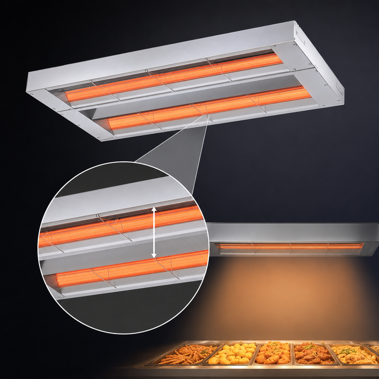 Product image #4 for Hatco Glo-Ray® 108-Inch Unlighted Infrared Strip Heater with Double Heater Rod Housing, 3700W, Aluminum