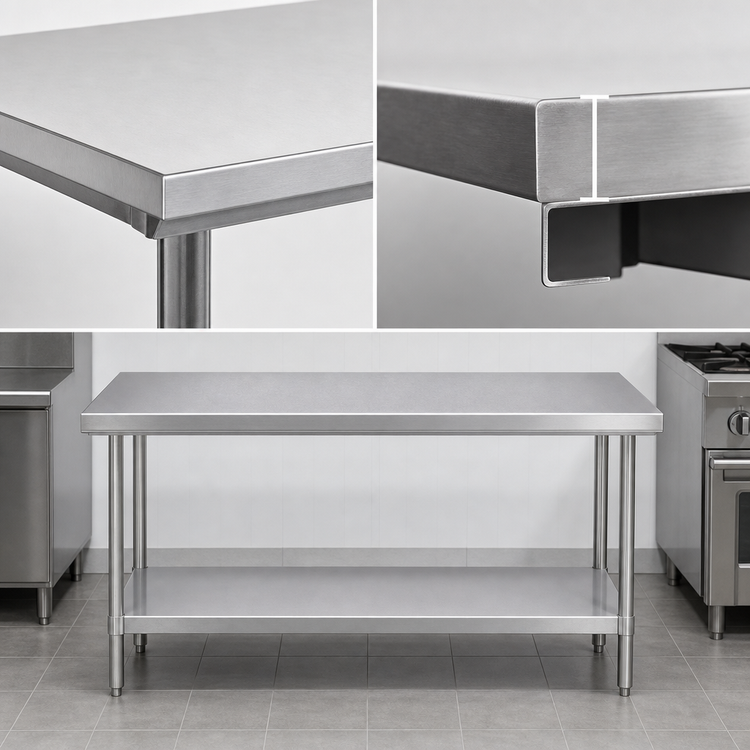 Product image #4 for Duke Manufacturing 108-Inch x 24-Inch Stainless Steel Work Table with Undershelf, Flat Top