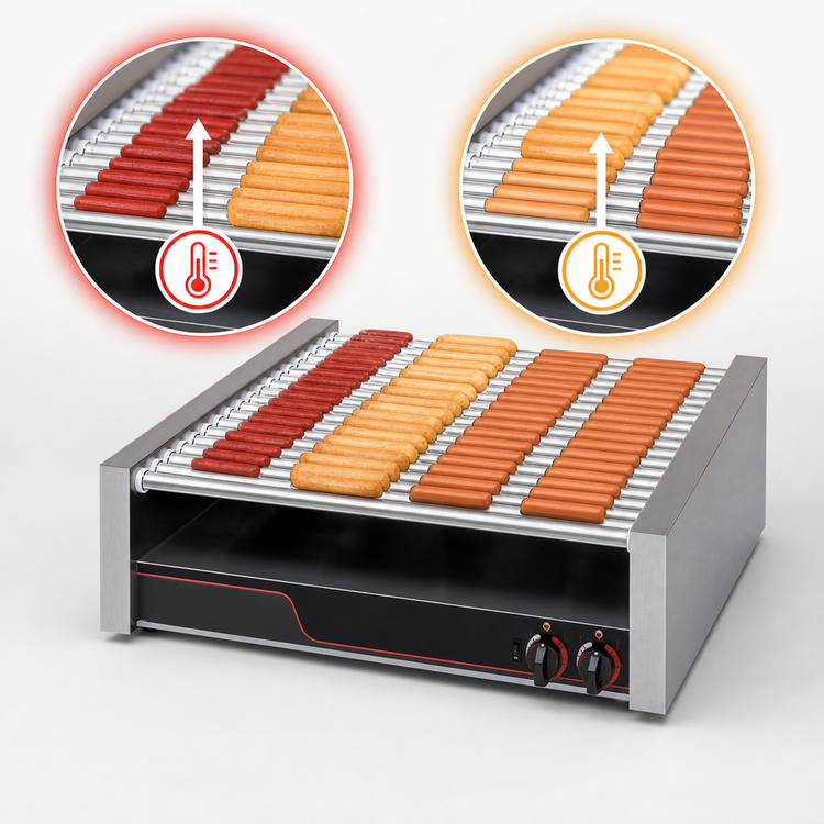 Product image #4 for APW Wyott X*PERT HR-75 Countertop Flat Surface Hot Dog Roller Grill with Chrome Rollers