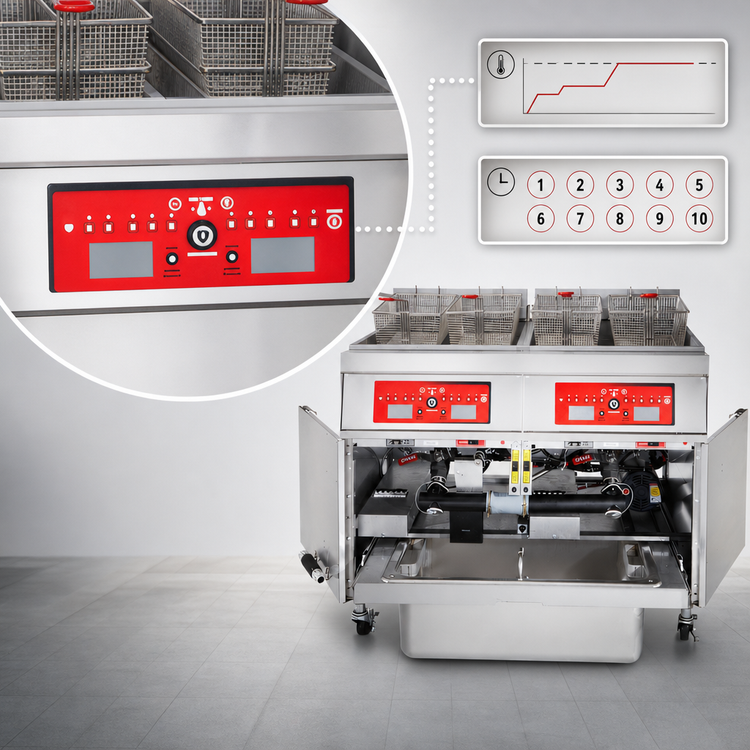 Product image #5 for Vulcan 3ER85CF 63-Inch Triple Vat Electric Floor Fryer with Programmable Computer Controls and Filtration