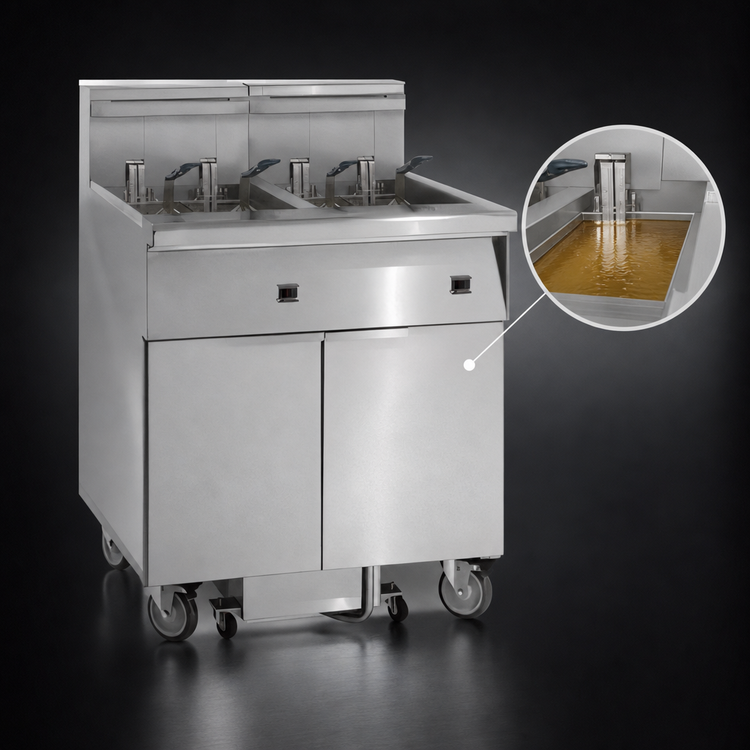 Product image #4 for Imperial 5-Bank Electric Floor Model Fryer with Built-In Space Saver Filter System, 50 lb. Tanks, Stainless Steel
