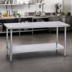 Thumbnail image #4 for Duke Manufacturing 416-30108 108-Inch Stainless Steel Work Table, 30-Inch Deep, 16-Gauge Flat Top, Galvanized Undershelf