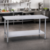 Thumbnail image #4 for Duke 108-Inch Stainless Steel Flat Top Work Table with Galvanized Undershelf, 30-Inch Deep