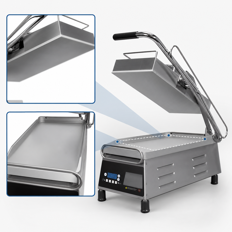 Product image #4 for Proluxe CS157 Compact Clamshell Commercial Panini Press with 7 x 15-Inch Smooth Top and Bottom Plates