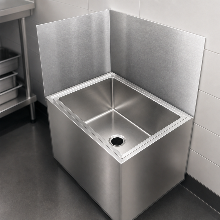 Product image #4 for John Boos Rear Mop Sink Wall Guard Wainscoting for 20 x 16 Bowl, 27-Inch High Stainless Steel