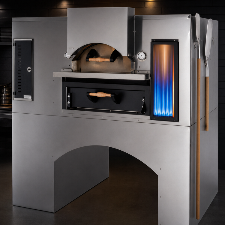 Product image #4 for Wave Flame Double Stacked Gas Deck Oven with 36" x 36" and 36" x 42" Cooking Surfaces