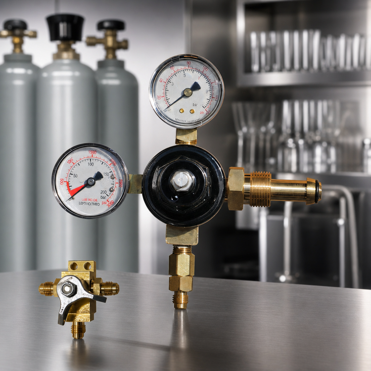 Product image #4 for Glastender High-Pressure Nitrogen Regulator Kit with Changeover Valve and Double Gauge