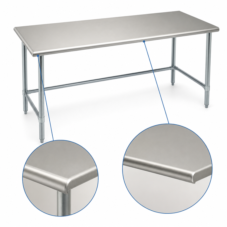 Product image #4 for Eagle Spec-Master Flat Top Work Table, 84 Inch x 36 Inch, 304 Stainless Steel Top, Galvanized Tubular Base