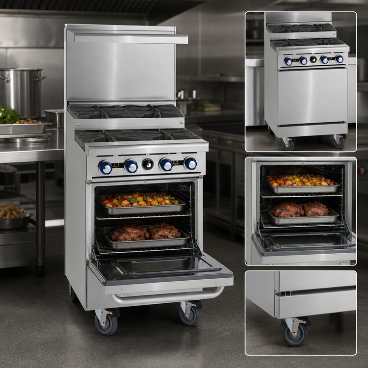 Product image #4 for Pro Series 24-Inch Gas Restaurant Range with 4 Burners and Space Saver Oven