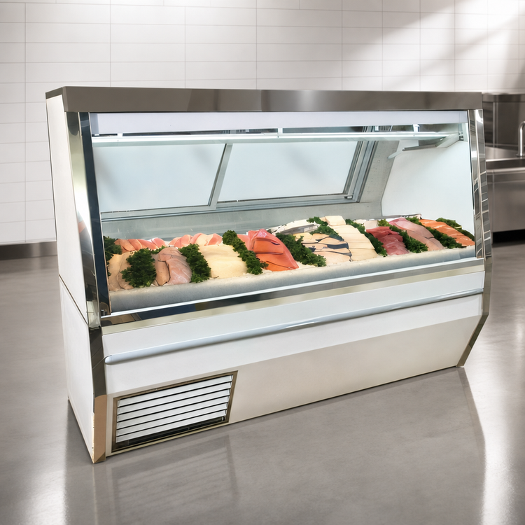 Product image #4 for Howard-McCray 34N Series 144-Inch Fish/Poultry Refrigerated Service Case, Straight Glass, Remote Refrigeration, LED Lighting