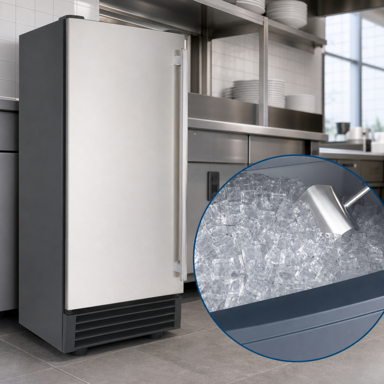 Product image #4 for Maxx Ice Indoor Air-Cooled Self-Contained Full-Size/Dice Cube Ice Machine with 25 lb Built-In Bin, 65 lb/Day