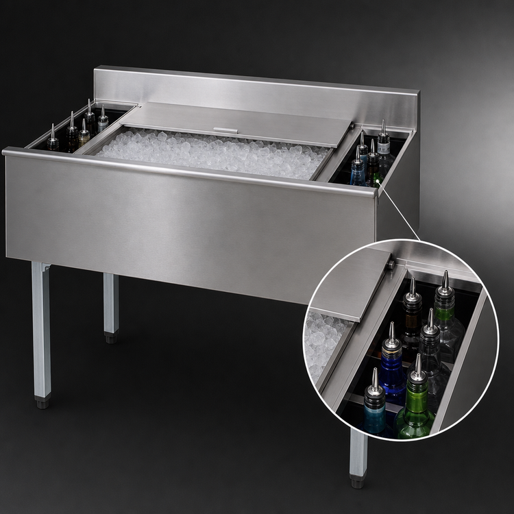 Product image #4 for Eagle Group 1800 Series Modular Underbar Cocktail Unit with 8-Inch Insulated Ice Bin and Bottle Wells