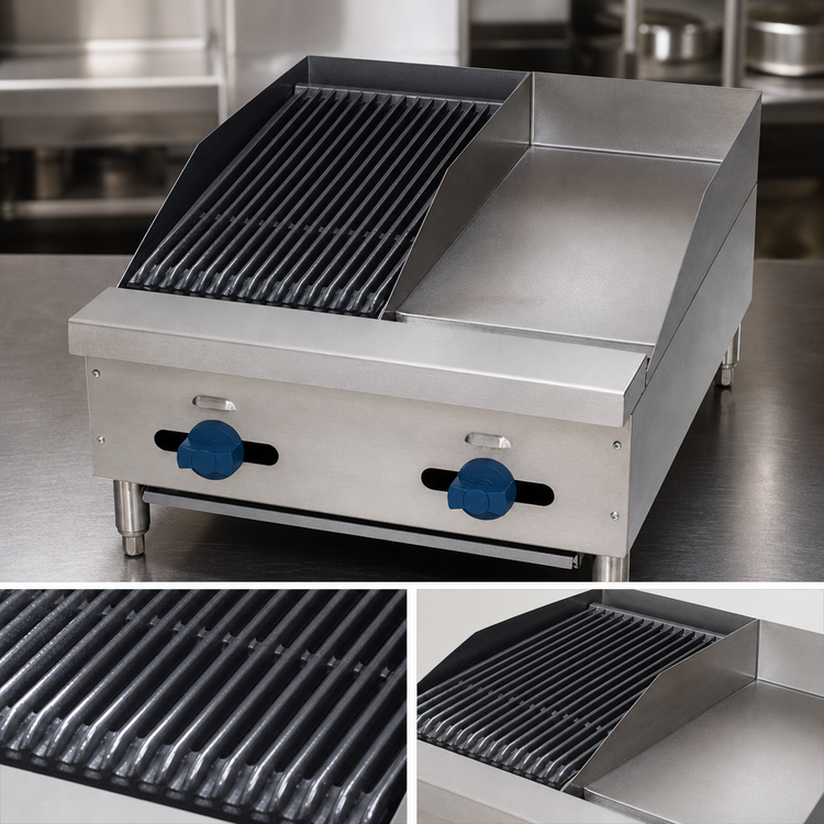 Product image #4 for Comstock-Castle Countertop Gas Char-Broiler/Griddle Combination, 24 x 32 Inch Frame, 55,000 BTU