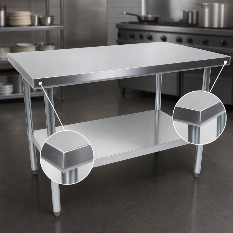 Product image #4 for John Boos Stallion 84-Inch x 24-Inch Economy Stainless Steel Work Table with Safety Edge and Undershelf