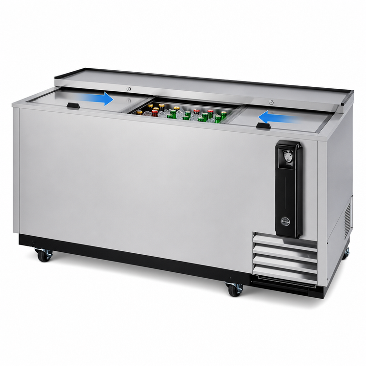 Product image #4 for Turbo Air Super Deluxe 64-3/8-Inch Wide Bottle Cooler with Sliding Lids, 18.5 Cu. Ft. - TBC-65SD-N6