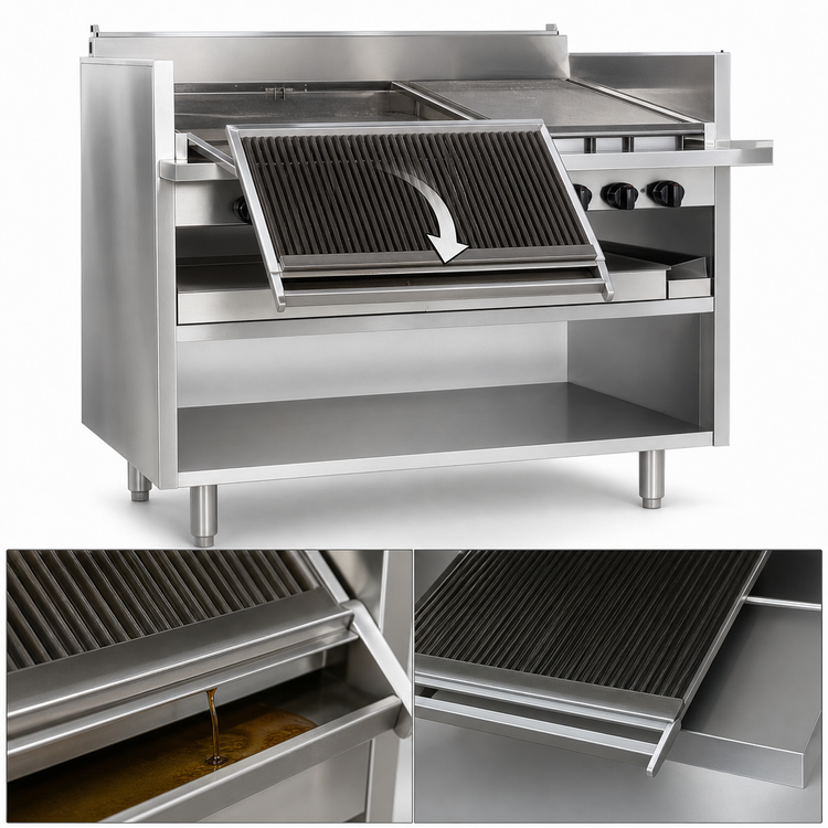 Product image #4 for Magikitch'n FM-RMB-672 72-Inch Radiant Gas Floor Model Charbroiler with Open Cabinet Base