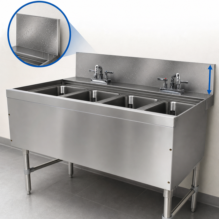 Product image #4 for Advance Tabco Prestige Supreme 4-Compartment Underbar Sink Unit, 48-Inch Wide, Open Frame Base