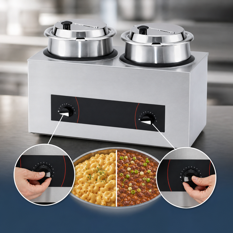 Product image #4 for Vollrath Cayenne Twin Well Countertop Rethermalizer Package with 2 Included 4-1/8 Qt Insets and Hinged Covers