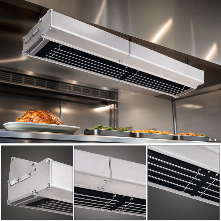Product image #4 for Hatco Glo-Ray High Watt Dual Infra-Black Strip Heater, 36 Inch Wide, Unlighted, Aluminum, 1600 Watts