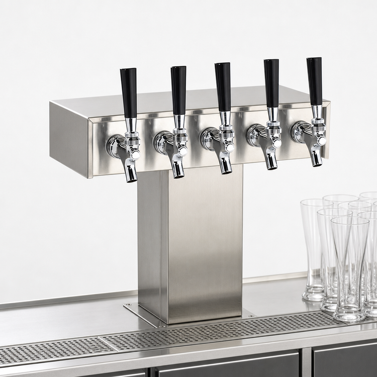 Product image #4 for Perlick 3780-6B 6-Faucet Air-Cooled Tee Draft Beer Tower, Stainless Steel