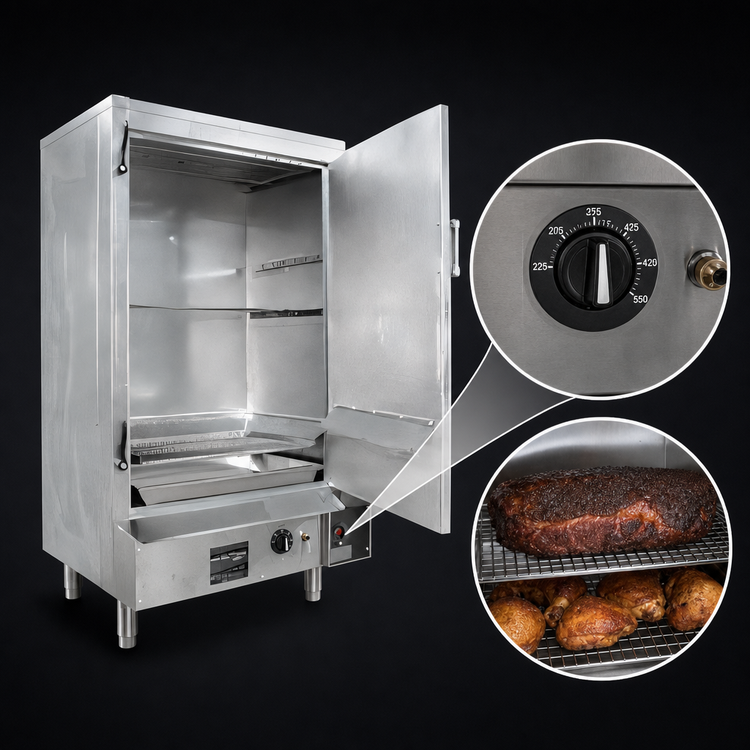 Product image #4 for MasterRange 24-Inch Natural Gas Smokehouse Smoker with 3 Burners and Right-Hinged Door