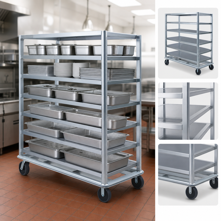 Product image #4 for Heavy-Duty Aluminum Queen Mary Utility Cart, 6 Shelves, 27 x 73 Inches, 1200 lb Capacity