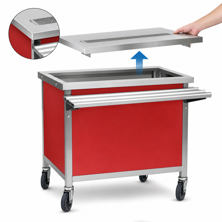 Product image #4 for Eagle Director's Choice 64-Inch Stainless Steel Mobile Beverage Counter with Drain Trough and Casters