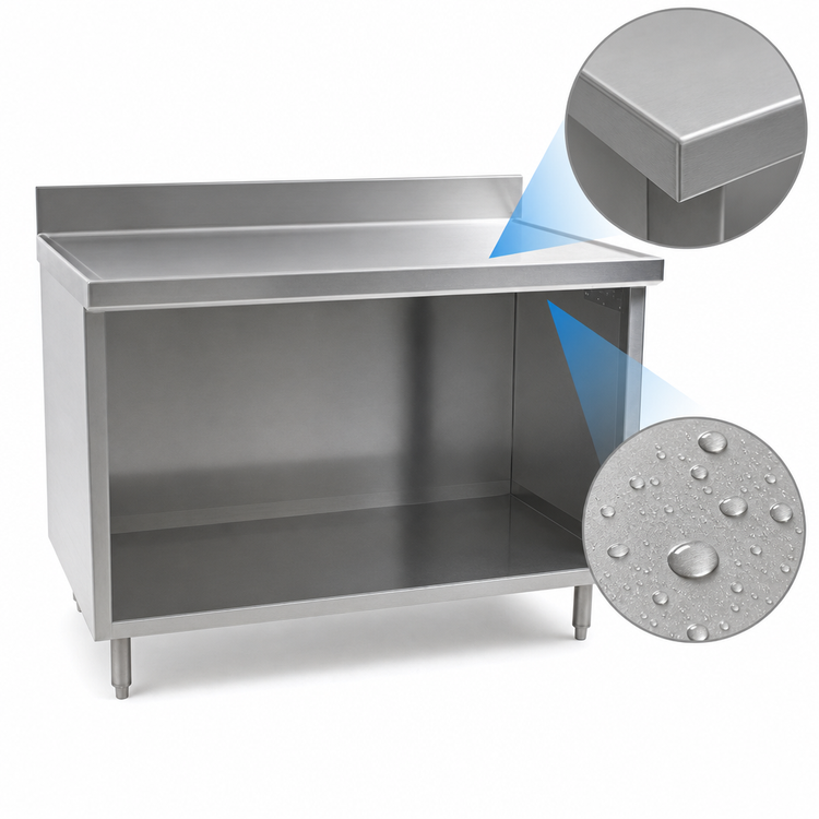 Product image #4 for Spec-Master Marine Series 120-Inch Stainless Steel Underbar Work Table with Open Front Cabinet Base