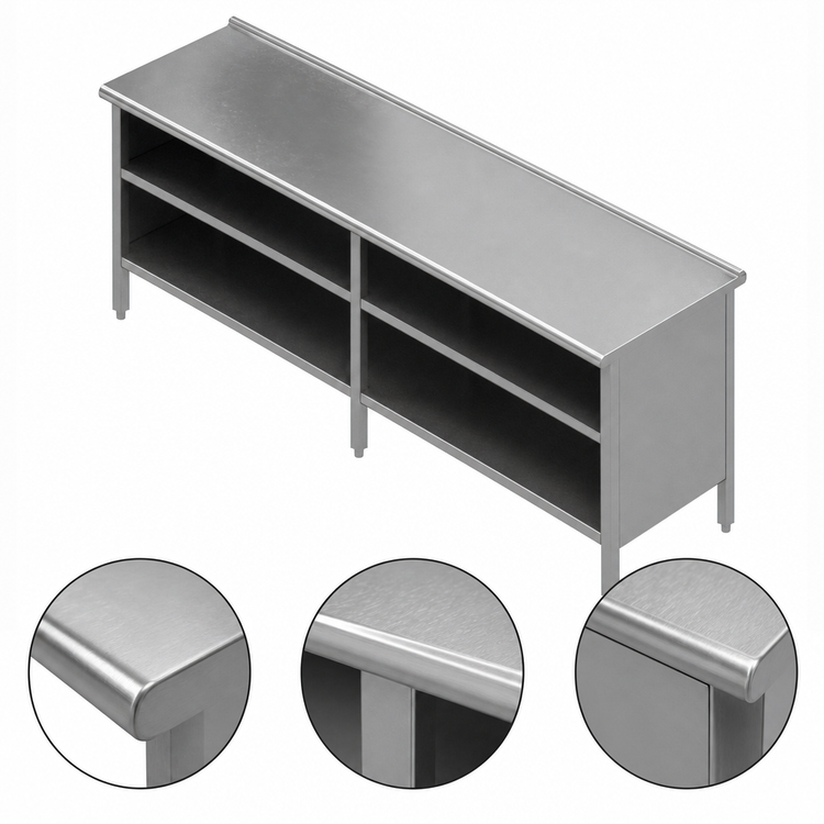 Product image #4 for John Boos 144" x 24" 16-Gauge Stainless Steel Open Front Work Table with Fixed Undershelf