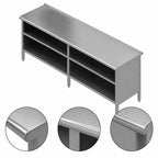 Thumbnail image #4 for John Boos EBOS6-24144 144 x 24 Inch Stainless Steel Open Front Work Table with 16-Gauge 300 Series Top and Fixed Undershelf