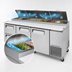Thumbnail image #4 for Turbo Air Super Deluxe 93-Inch Three-Section Pizza Prep Table, 31 Cu. Ft., 2 Doors, 2 Drawers, Self-Cleaning Condenser