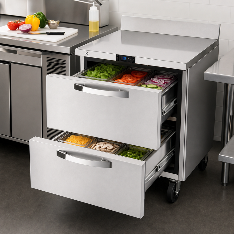 Product image #4 for True SPEC Series 27-Inch Wide 2-Drawer Worktop Refrigerator, Rear-Mounted Self-Contained Refrigeration