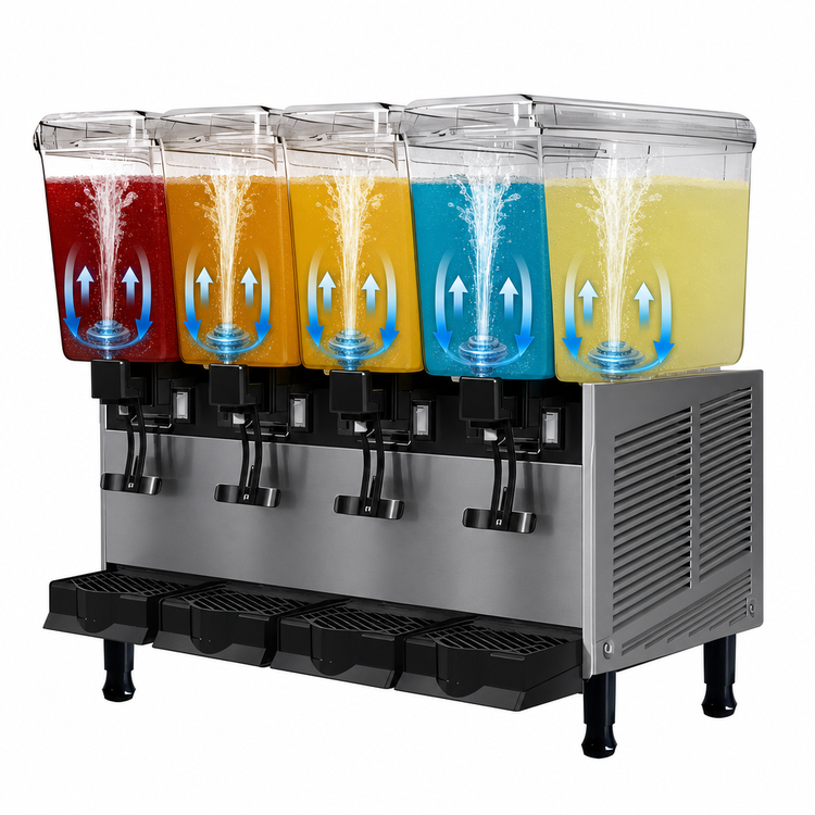 Product image #4 for Vollrath Four-Bowl Countertop Refrigerated Beverage Dispenser with Fountain Spray Circulation, 3.2-Gallon Bowls